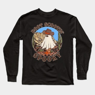 Copy of Vintage boot scoot spooky cowboy ghost groovy retro halloween Long Sleeve T-Shirt